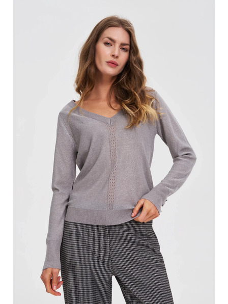 Moodo Pulover gri cu fibre metalice Moodo