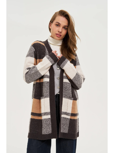 Moodo Cardigan bej în carouri Moodo