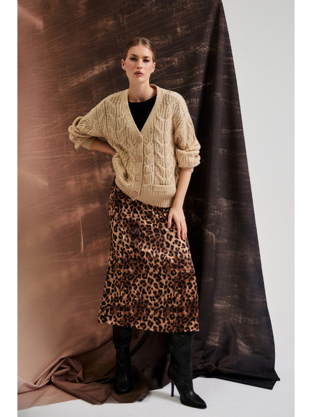 Moodo Cardigan bej cu decolteu în V Moodo