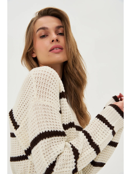 Moodo Pulover bej cu dungi Moodo