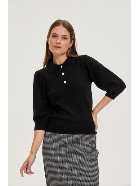 Moodo Pulover cu guler negru Moodo