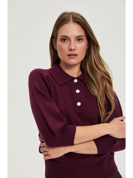 Moodo Pulover cu guler vișiniu Moodo