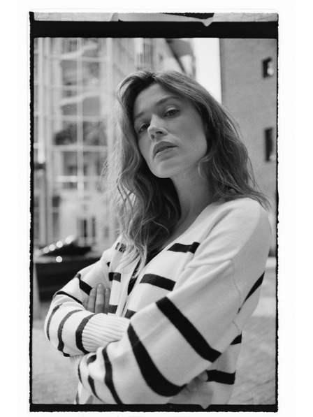 Moodo Cardigan în dungi ecru Moodo