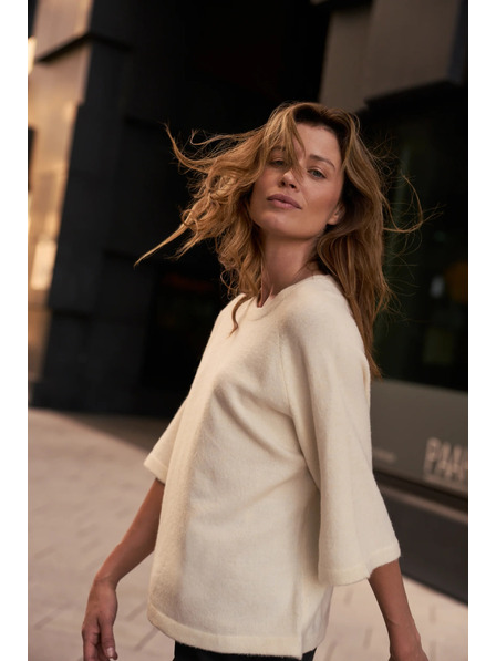 Moodo Pulover bej cu mânecă scurtă Moodo