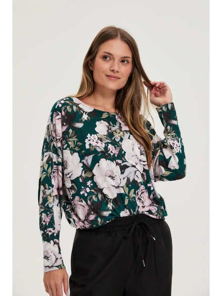 Moodo Pulover cu model floral verde Moodo