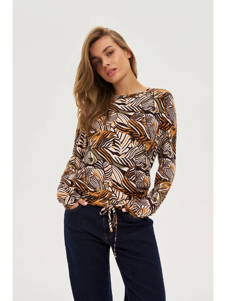 Moodo Pulover bej cu model vegetal Moodo