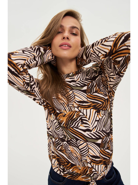 Moodo Pulover bej cu model vegetal Moodo