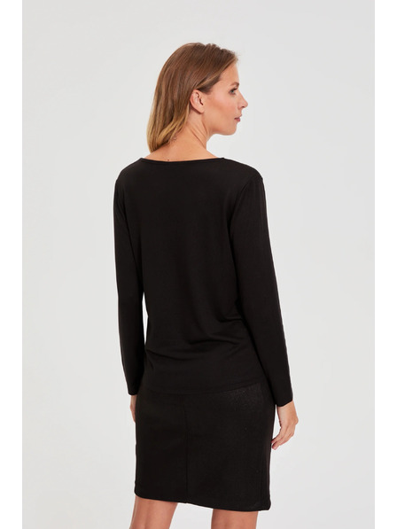 Moodo Pulover cu decolteu din dantelă negru Moodo