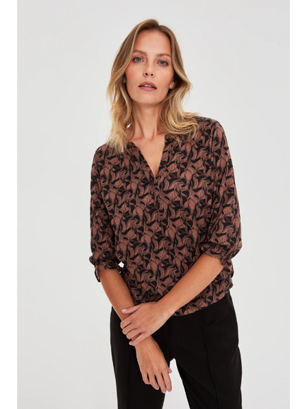 Moodo Pulover maro cu mânecă scurtă Moodo