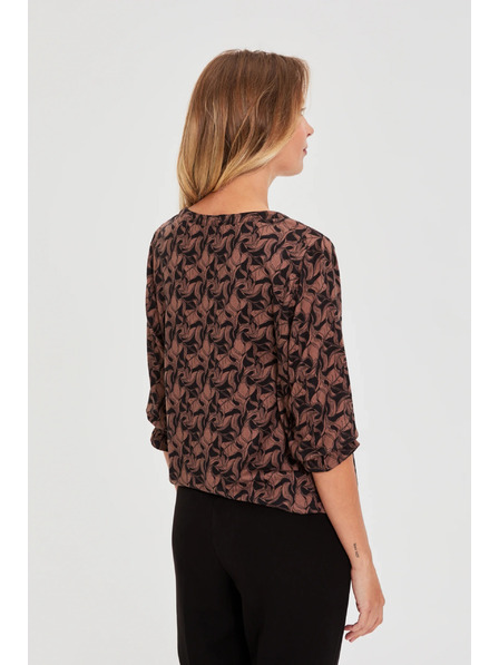 Moodo Pulover maro cu mânecă scurtă Moodo