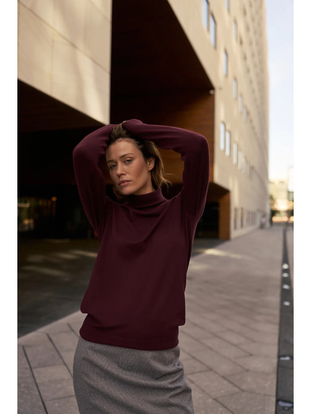 Moodo Pulover simplu cu guler înalt burgundy Moodo