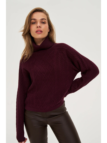 Moodo Pulover cu guler înalt vișiniu Moodo