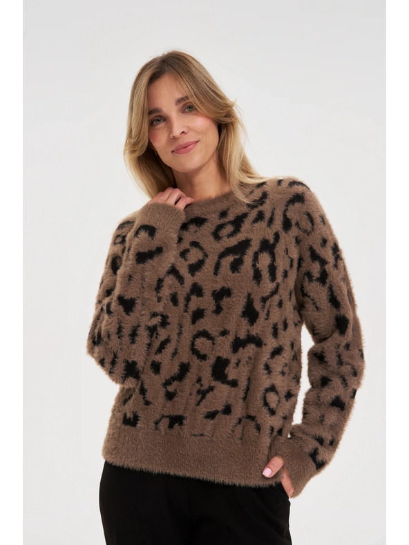 Moodo Pulover cu model de leopard maro Moodo