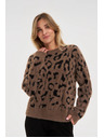Moodo Pulover cu model de leopard maro Moodo
