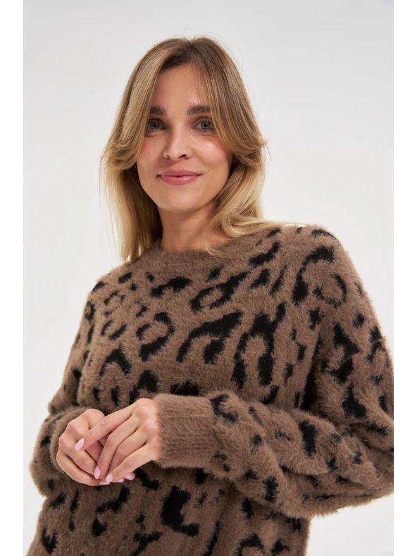 Moodo Pulover cu model de leopard maro Moodo