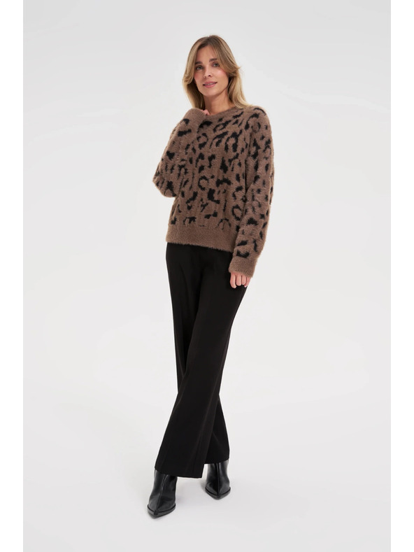 Moodo Pulover cu model de leopard maro Moodo