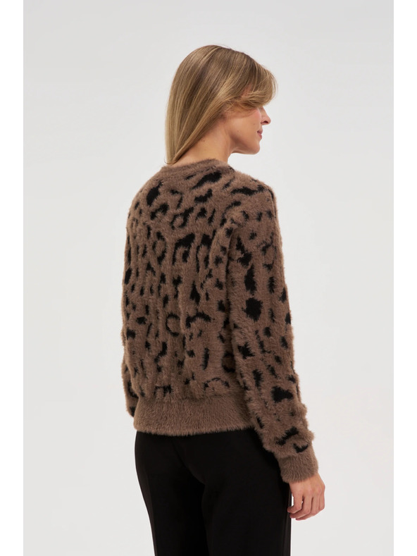 Moodo Pulover cu model de leopard maro Moodo