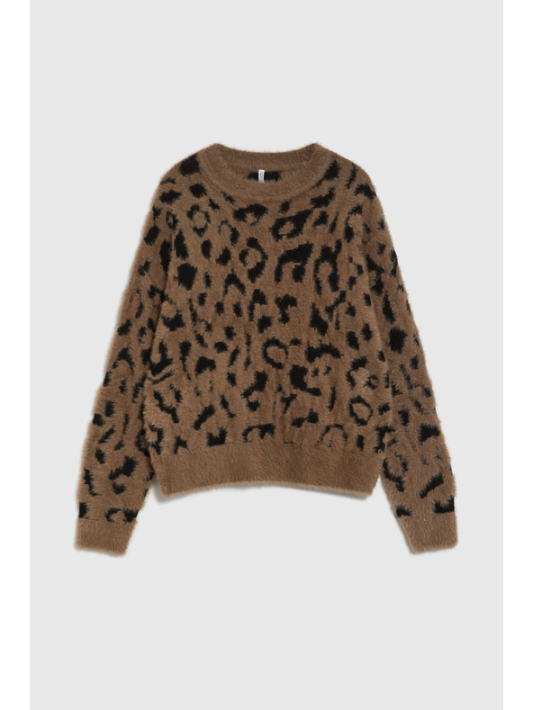 Moodo Pulover cu model de leopard maro Moodo