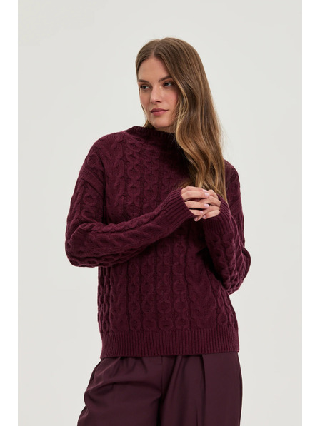 Moodo Pulover cu model decorativ de tricot burgundy Moodo
