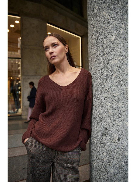 Moodo Pulover cu design simplu maro Moodo