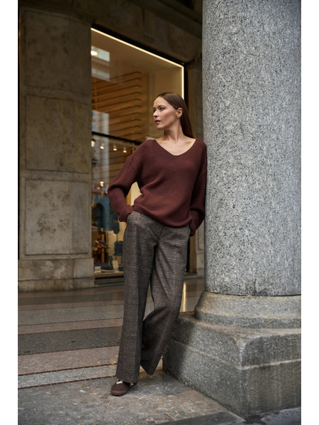 Moodo Pulover cu design simplu maro Moodo