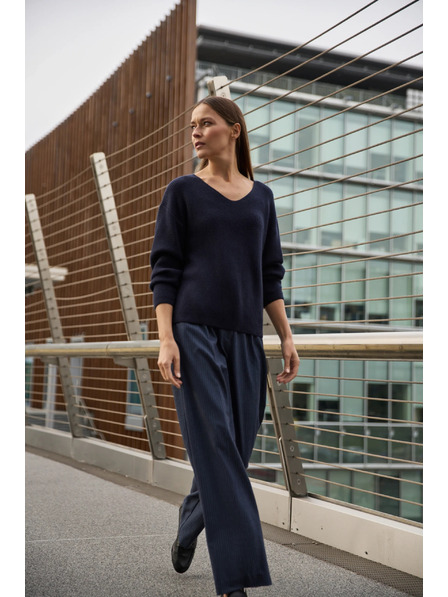 Moodo Pulover cu design simplu albastru închis Moodo