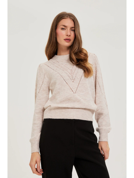 Moodo Pulover bej cu mâneci bufante Moodo