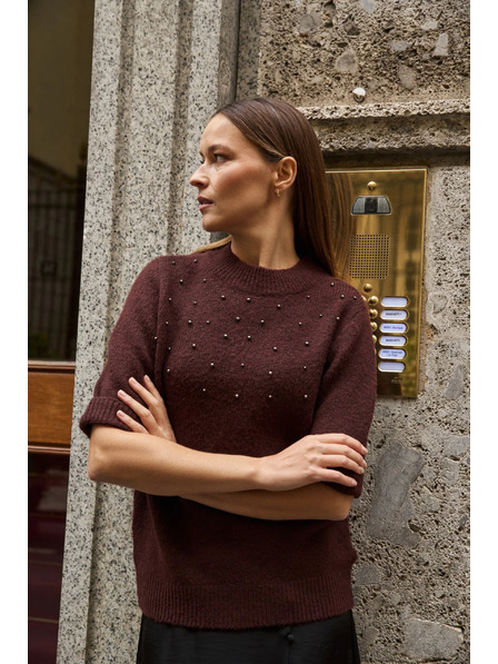 Moodo Pulover vișiniu cu mâneci scurte Moodo