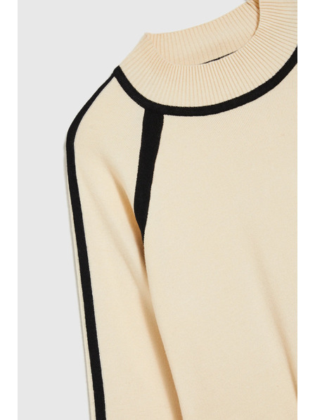 Moodo Pulover bej cu jumătate de guler rol Moodo