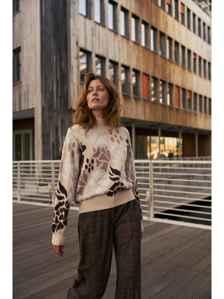 Moodo Pulover bej cu model Moodo