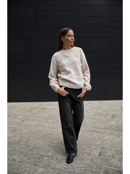 Moodo Pulover bej cu aplicație Moodo