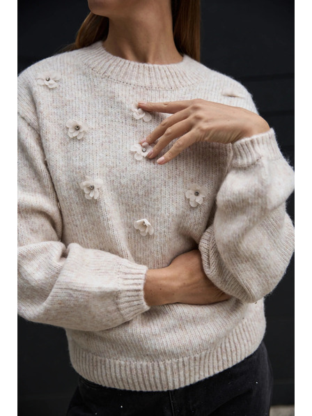 Moodo Pulover bej cu aplicație Moodo