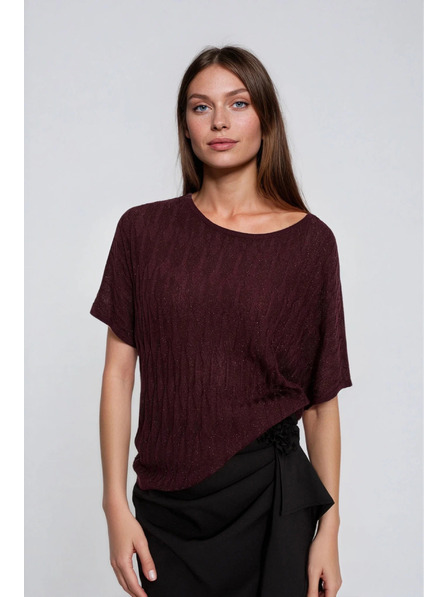 Moodo Pulover maro cu mânecă scurtă Moodo