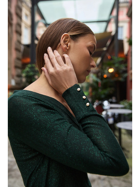 Moodo Pulover verde cu fir metalic Moodo