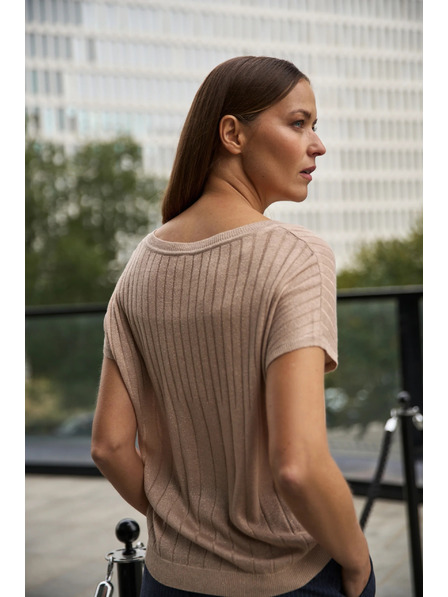 Moodo Pulover cu mânecă scurtă bej Moodo