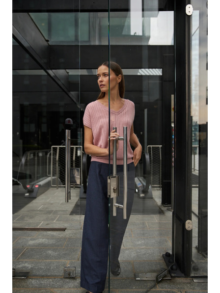 Moodo Pulover roz cu mânecă scurtă Moodo