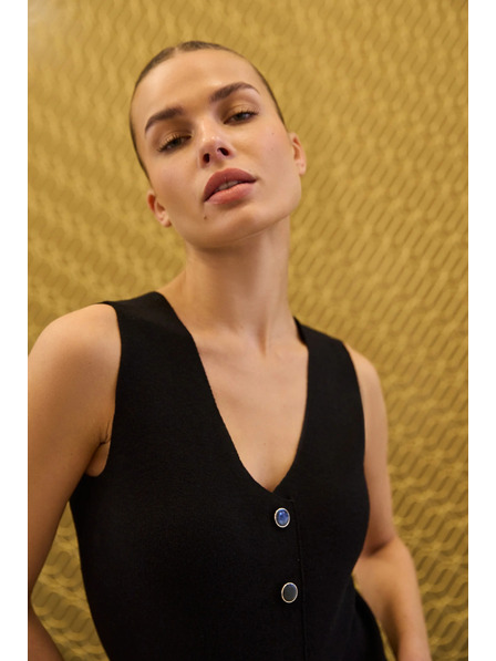 Moodo Vestă tricotată neagră Moodo