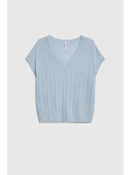 Moodo Pulover albastru deschis cu mânecă scurtă Moodo