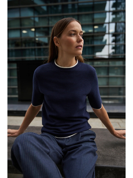 Moodo Pulover bleumarin cu mânecă scurtă Moodo