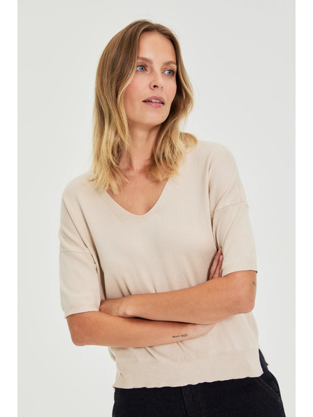 Moodo Pulover cu mânecă scurtă bej Moodo