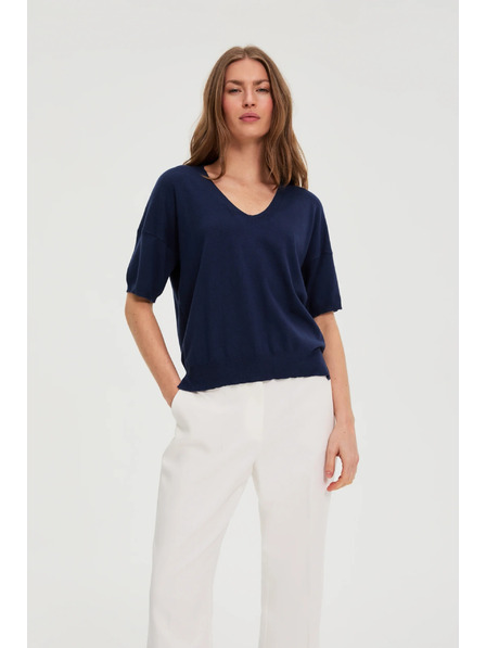 Moodo Pulover bleumarin cu mânecă scurtă Moodo