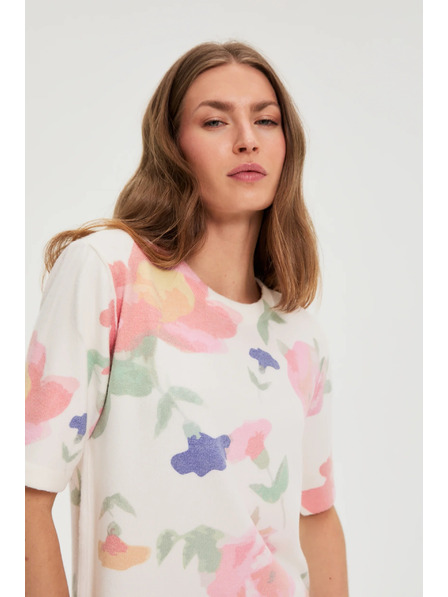 Moodo Pulover cu imprimeu floral alb Moodo