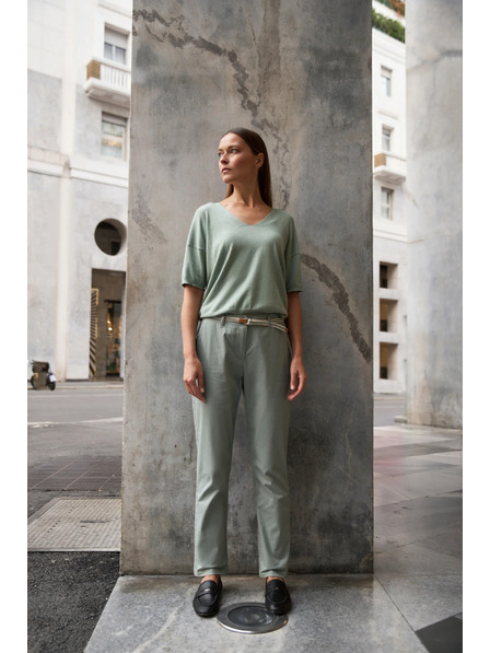 Moodo Pulover măsliniu cu mânecă scurtă Moodo