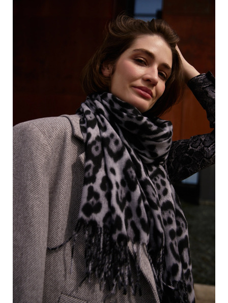 Moodo Șal în imprimeu leopard gri Moodo