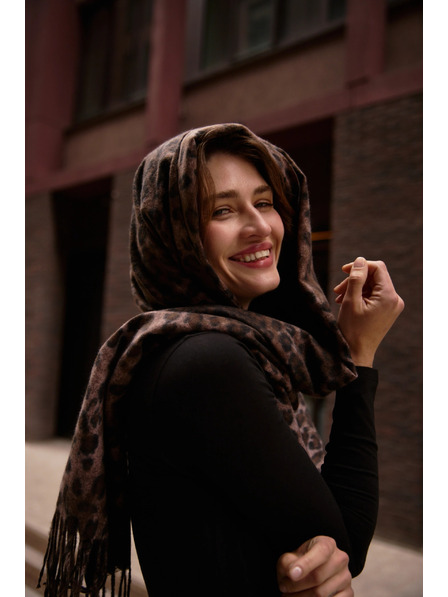 Moodo Șal în imprimeu leopard maro Moodo