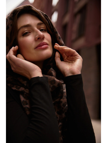 Moodo Șal în imprimeu leopard maro Moodo