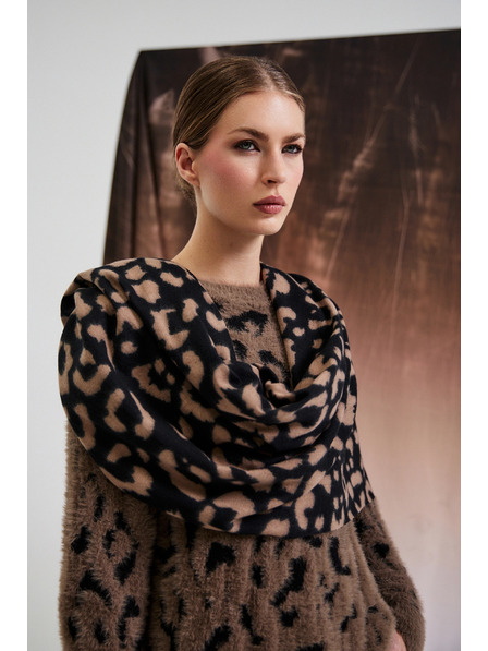 Moodo Șal maro cu model leopard Moodo