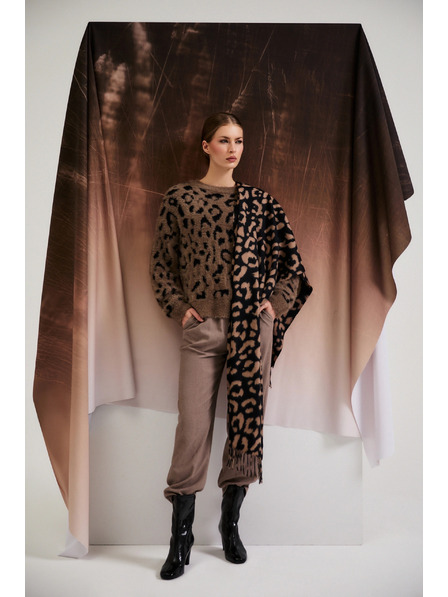 Moodo Șal maro cu model leopard Moodo