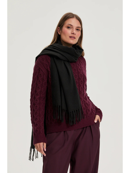 Moodo Șal cu ciucuri negru Moodo