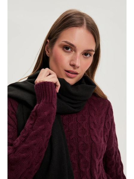 Moodo Șal cu ciucuri negru Moodo